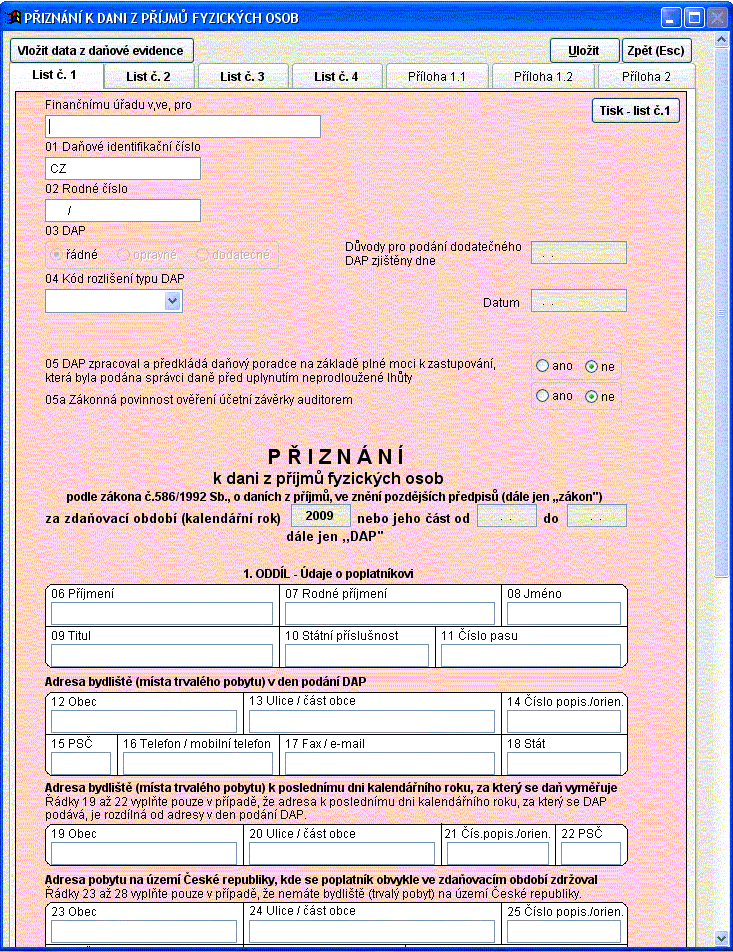 P�izn�n� k dani z p��jm� fyzick�ch osob - uk�zka